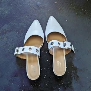 White leather slip on mules